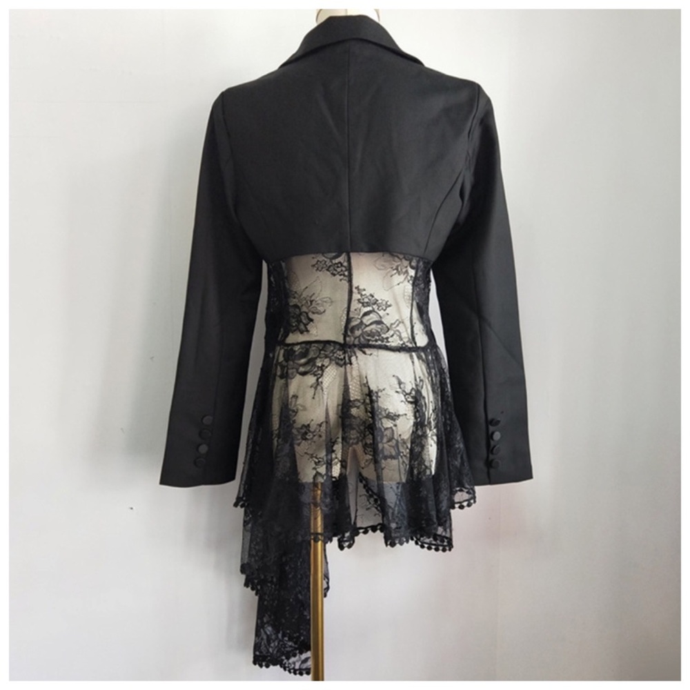 Black Lace Accent Tuxedo Jacket - Picture 8 of 8